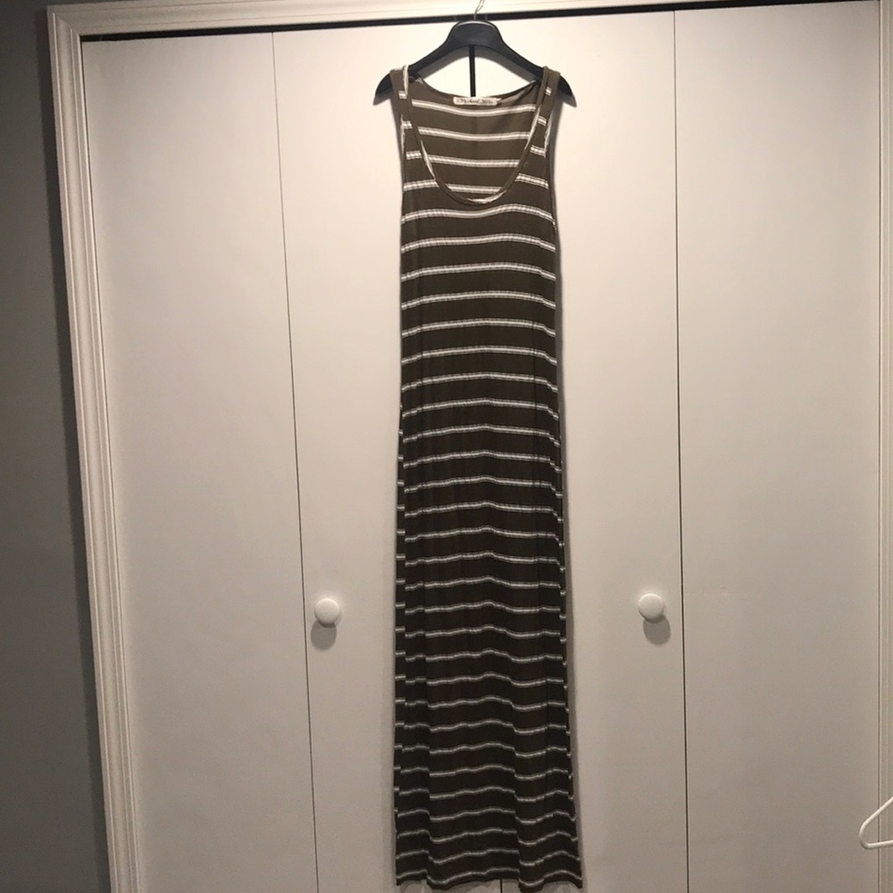 Michael Stars white and olive green maxi dress OS